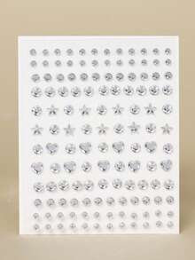 3D Multi Particle Facial Decoration Rhinestone, AB Color Pentagram, Heart Shaped Diamond, Eye Decoration Sparkling Diamond, Y2k Festival Party Daily Dress Up DIY Facial Decoration Music Festival Makeup Ball Suitable For Hair, Eyes, Face, Body Decoration Diamond 1 Pack - White - View 9