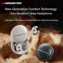 Monster 無線耳機、零壓睡眠耳機、藍牙 6.0 入耳式耳機、舒適佩戴耳機、降噪睡眠輔助耳機,配備柔軟矽膠、白噪音和 42 小時長電池壽命、可愛美學、AI 技術翻譯與聊天 - 均碼 - 查看 5