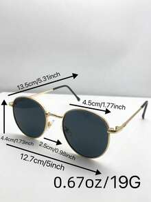 1pc Retro Small Round Frame Fashion Glasses For Women - 1PC Small Box Fashion Gold Gray - View 5