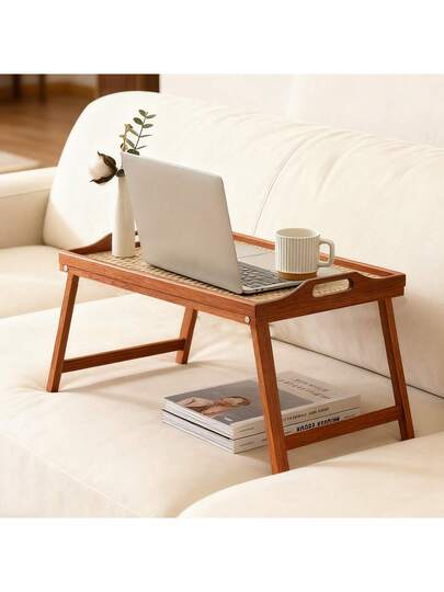 Wood Bed Tray Tafel Folding Legs les Portable Laptop Bureau Breakfast Sofa Multi Snack Work Station 19.7x11.8 Bruin