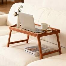 Wood Bed Tray Table With Folding Legs & Handles Portable Laptop Desk And Breakfast Tray For Bed Sofa Multi-Use Snack Work Station 19.7x11.8 Brown - Multicolor - View 4