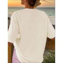 Casual Summer T-Shirt With Loose Fit And Dachshund Print - New Release 2025 - Rượu sâm banh - Xem 2