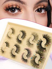 8 Pairs Oversized Eyelashes, Easy To Apply, Soft & Comfortable, Enlarging Eyes - Black - View 1