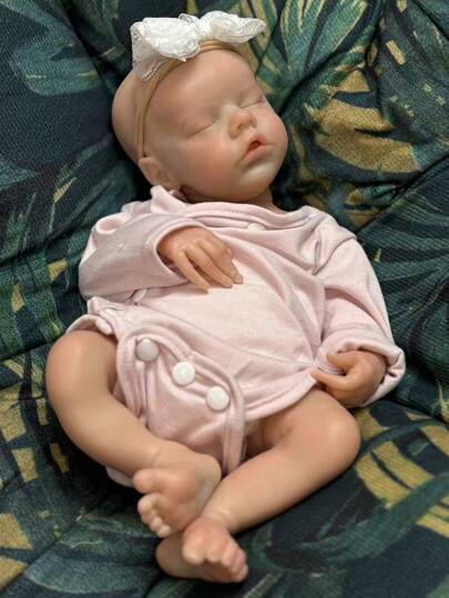 16英寸柔软硅胶双胞胎B型逼真3D彩绘新生女婴娃娃，适合作为儿童生日礼物（解剖结构精准）