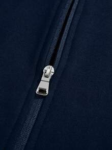 1件少女简约休闲抓绒外套，秋冬季 - 藏蓝色 - 查看 5