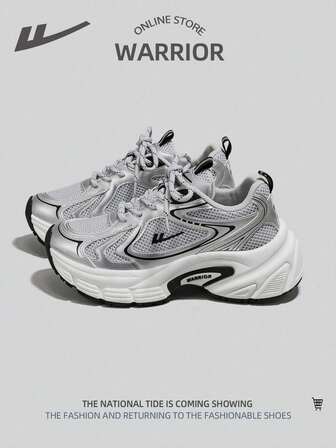 WARRIOR 1 par de zapatillas deportivas con cordones para mujer, zapatos casuales cómodos y transpirables, suela gruesa de estilo chunky de baja altura para exteriores