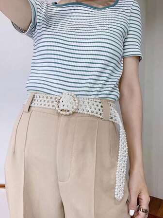 1 Fashionable New Women's Pearl Belt With High-End Decoration, Clothing Accessories, Casual Belt, Bridal Belt, The Best Gift For Girlfriends