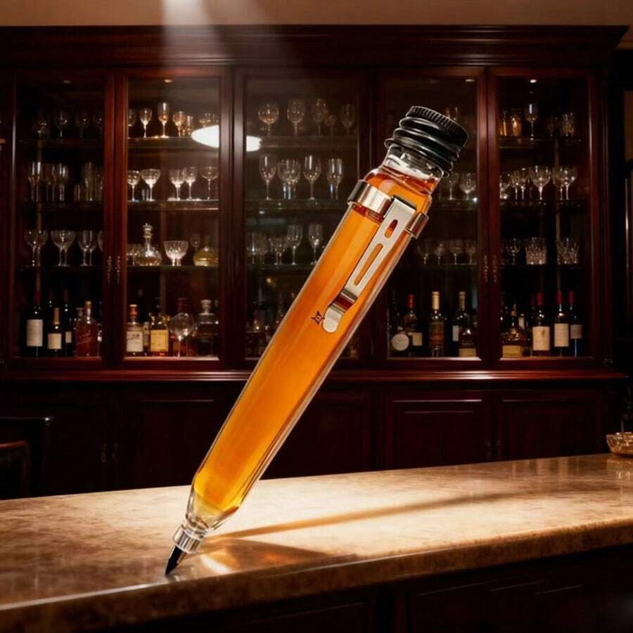 Best Creative Gift Pen-Shaped Outdoor Portable Red Wine Bottle, Interesting Portable Whiskey Bottle, Christmas Gift, Father's Day Gift - Clear - View 1