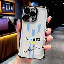 Messi Logo Signature Phone Case Compatible With  17, 17 Pro, 17 Air, 17 Pro Max/16, 15, 14, 13, 12/ 16, 15, 14, 13, 12 Plus/ 16, 15, 14, 13, 12 Pro/ 16, 15, 14, 13, 12 Pro Max/ 11/11 Pro/11 Pro Max/X/XR/XS Max, Shockproof Transparent Soft Back Cover Protective Case, Suitable For Four Seasons Gift  17 Case Cover For  17 Pro Max - Trộn màu - Xem 5