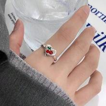 1 件可爱樱桃草莓开口戒指甜食水果首饰适合女士女孩 - 櫻桃戒指 - 查看 2