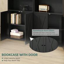 Bookshelf, Industrial Bookshelves And Bookcases With Doors Floor Standing 6 Shelf Display Storage Shelves 70.6 Inches Tall Bookcase For Home Office, Living Room (Black) - màu đen - Xem 7