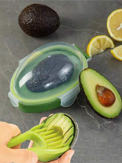 1 Stück transparente Avocado Aufbewahrungsbox mit Deckel, Avocado Frischhalte-Set, Avocado Schneider, geeignet für Outdoor-Picknick, Camping, Schulanfang