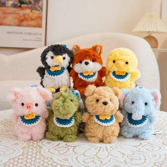 1 pièce Mignon animal de dessin animé peluche compagnon de bureau éléphant lapin husky poupée en peluche, poupée en peluche douce, décoration de bureau, poupée anti-stress, compagnon de réconfort pour enfants, cadeau d'anniversaire/Noël