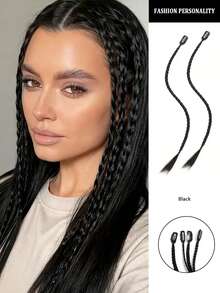 18-Inch Y2K Style Clip-In Synthetic Hair Braid, Suitable For Women's Christmas Party Wear, DIY Hairstyles, Easy To Wear - Multicolor - View 12