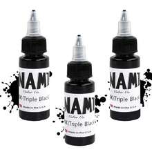 3瓶装黑色纹身墨水，1盎司/30毫升优质纹身颜料，纯黑色纹身墨水，黑色人体彩绘墨水，黑色纹身酊剂，永久纹身用品 - 彩色 - 查看 1