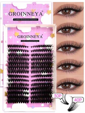 280pcs Lash Clusters C Curl Individual Lashes 8-16mm DIY Lashes Natural Look Extension Lashes Wispy Soft Cat Eye Lashes Manga Lashes Extension Makeup Tools