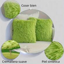 Set de 2 fundas de cojín de terciopelo de un solo lado, 40x40cm (sin almohada), suaves y cómodas, abrigadas y blandas, lavables en máquina, de alta calidad, con diseño de cremallera oculta, ideales para la decoración de sofá, salón y dormitorio. - Blanco - Ver 5