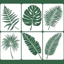 6 قطع قوالب أوراق كبيرة للرسم على الجدران 16 * 12 بوصة قوالب نباتية أوراق النخيل قوالب جدارية أوراق استوائية قوالب بلاستيكية قوالب رسم فني لديكور جدران المنزل