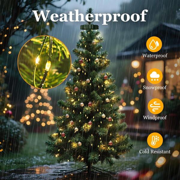 1 طقم من 400 مصباح، أسلاك خضراء داكنة، أضواء إكليل دائري، أضواء رأس شجرة عيد الميلاد، ديكور شجرة معلقة، أضواء خيط LED متعددة الألوان وومضانية