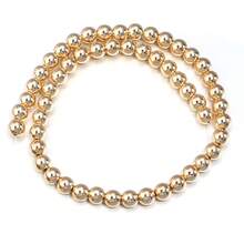 1 pieza Cuentas redondas de piedra de hematita chapada en oro KC, de 2/3/4/6/8/10mm, moda versátil con estilo metálico y punk, adecuado para pulseras, collares, joyería, colgantes, cadenas de teléfono/llaves, cuentas al por mayor - chapado en oro KC - Ver 12