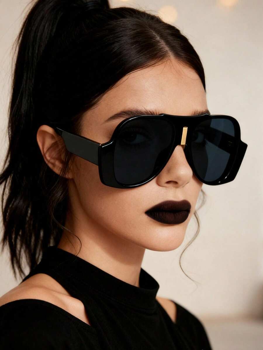 1 Pair Oversized Retro Personalized Fashion Glasses, Versatile Casual Women's Suitable For Daily Wear, Street Photography, Vacation Travel, Autumn/Winter Accessories