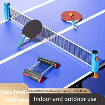 1pc Portable Ping Pong Net With Thick Frame, Straight Edge Design, Retractable Net, For Ball Blocking. Easy Installation. Convenient Operation. For Competition And Fitness - Sturdy Net Frame