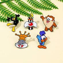 Warner Bros 1/5 Pcs Creative Cartoon Brooch Set Cute King Rabbit Bird Shaped Enamel Pin Backpack Clothing Jewelry Metal Badge Accessories A Gift For Friends