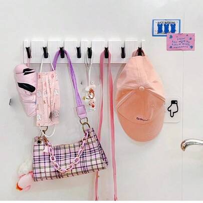 4-lediga 1-styckes kreativ väggmonterad krok, dörr bakvägg hattkrok, stansfri stark självhäftande krok, spikfri och spårfri, för att hänga kläder, nycklar, smycken, hattförvaringsställ