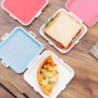 1pc Sandwich Container, Silicone Sandwich Storage With Snap Closure, Lunch Sandwich Box, Leak-Proof, Reusable Plastic Sandwich Holder, For Fruits Salads Snacks And Other Food Storage
