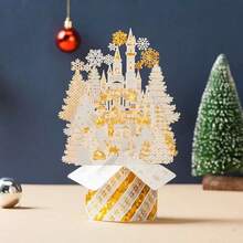 Funny 3D Christmas Greeting Cards Pop-Up Hot Stamped New Year Cards Paper Carving Laser Engraved Thank You Letter Gift - 彩色 - 查看 18