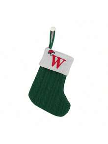 قطعة واحدة جوارب مصنوعة من الأكريليك مطرزة بشجرة وشخصية رجل الزنجبيل،ديكور منزلي لحفلة عيد الميلاد