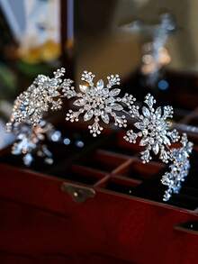 1pc Snow Princess Style Headband Crown, Cute & Elegant Crown Hair Accessory For Birthday Party, Performance,Wedding Hair Accessories - Silver - View 7