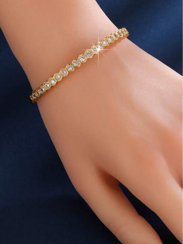 1pc Fashionable Honeycomb Design Bracelet, Minimalist Artistic Style Women Bracelet