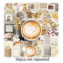50 Oatmeal Latte Graffiti Stickers Small Fresh Cartoon Afternoon Tea Decorative Water Mobile Phone Creative Stickers Laptop Scooter Car Refrigerator Decorative Stickers - a - 查看 6