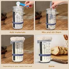 Sourdough Starter Jar 24oz, Sourdough Starter Kit With Date Marked Feeding Band, Thermometer, Fermentation Jar Scraper, Cloth Cover Plastic Lid, Reusable Sourdough Bread Baking Supplies - 最初的 - 查看 5
