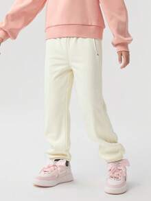 Balabala Pantaloni tuta in pile per ragazze pre-adolescenti BalaOne, caldi e sportivi per l'inverno 2025 - Bianco latte - Visualizzare 3