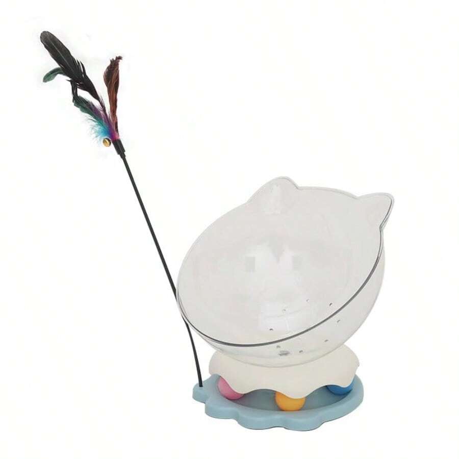 XXYSPT Space Capsule Cat House And Toy Modern Cat Bed With Feather Teaser Rolling Ball Base Play And Rest Pod For Adorable Cats - As Pic - View 1