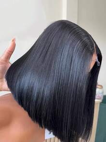 KGIFH Bob Wig 13x4 Lace Front Wigs Human Hair Straight 250 Density Burgundy 99J Human Hair Wig Highlight Ombre 13x4 HD Lace Frontal Wigs For Women Brazilian Human Hair Straight Bob Wigs 13x4 Transparent Lace Frontal Wigs Glueless With Baby Hair - Natural Black - View 3