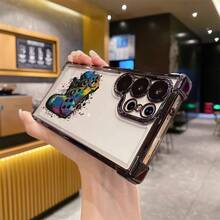 Adecuado para funda de teléfono S25 ULTRA/S25/S24 Ultra/S24 S23/S23 FE/S23 Ultra/S22 S21 S20 FE S20 Ultra A03s A04E/M04 A05s A06 4G A13 4G A15 4G/5G A25 5G A32 4G A55 5G A03 A04 A05 A12/M12 4G A13 5G/A04S A16 4G/5G A35 5G S20 S20 Plus A34 con asa de graffiti, funda de teléfono unisex de TPU electrochapado, funda protectora transparente impresa con protección de marco de lente - Colores mixtos - Ver 8
