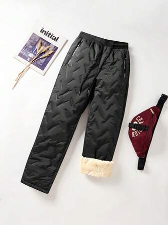 Pantalones de chándal de pierna recta con forro térmico para mujer, cálidos y cómodos para otoño/invierno