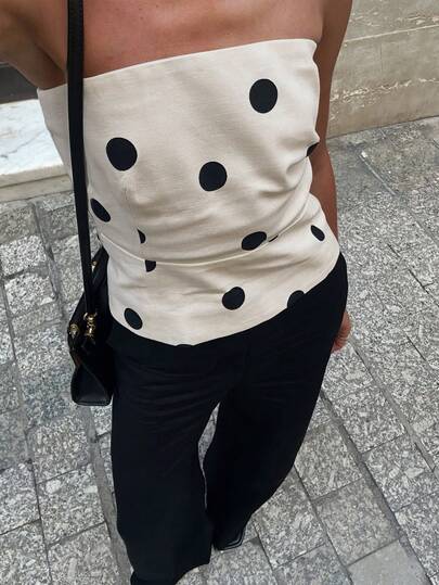 Vintage Retro Polka Dot Fitted Women Tank Top