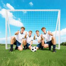 SPORTNOWía Football Net, Robust, Plastic Frame, Heringe, 240L X 90W X 180H, White On Site - 1 - View 5