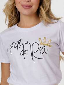 Christian Women's T-Shirt In Cotton 30.1 Thread King's Daughter Hairstyle With Pearls - trắng - Xem 5