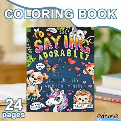 GDTME Deluxe New Edition "Speak Boldly" Healing Pearlescent Coloring Book, 25*20cm 24 Pages, Inspirational Text Theme, Confidence Expression Art Therapy, Minimalist Ins-Style Hand-Drawn Cute Pet Patterns, High-Quality Hand-Drawn Coloring Book, Best Gift For Friends And Kids On Halloween, Christmas, New Year And Other Holidays