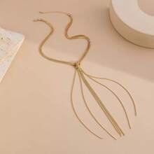 1 Long Tassel Y-Chain Bohemian Sexy And Elegant Chain Pendant With A French Casual Resort Design, Fashionable Women's Necklace Party Favors,Halloween, The Best Choice For Christmas Party Gifts - 長流蘇項鍊 - 查看 5