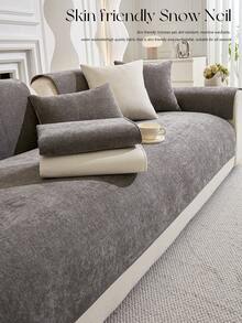1pc Chenille Sofa Cushion - Skin-Friendly, Pet-Friendly, Machine Washable, Fits 1-4 Seater Sofa - Dark Grey - View 4