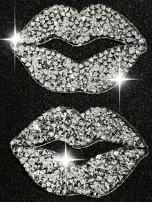 2pcs/10pcs Red Lip Rhinestone Stickers, DIY Fashion Shoes And Jeans Accessories Resin Rhinestone Patch Stickers Red Lip Hot Melt Adhesive Net Rhinestone Stickers DIY Rhinestone Hot Map Luggage, Shoes And Hats Christmas, New Year, Valentine's Day Wedding Decoration. - Multicolor - View 9
