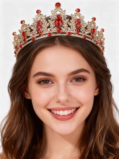 1pc Elegant Rhinestone Crown For Women, Suitable For Wedding, Banquet, Party Wear