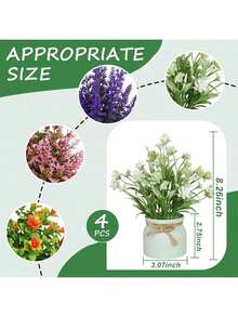 1pc Realistic Potted Floral Artificial Mini Plant With Pot, Suitable For Home Office Desk Decor