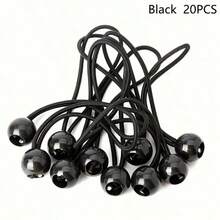 1 paquete de bolas de cuerda elástica, cuerda elástica de lona impermeable para sujetar postes de tienda de campaña, accesorios de camping - Negro - Ver 6
